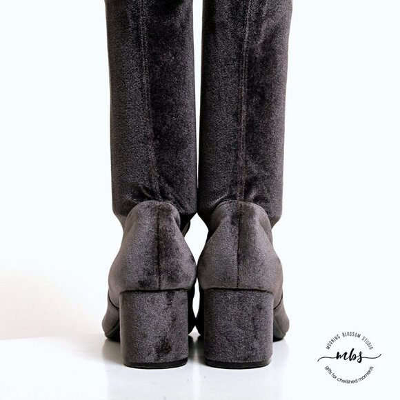 Steve Madden Isaac Velvet Over the Knee Boots Black Women Size 7 - Picture 5 of 12